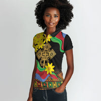 Eritrea Meskel Women Polo Shirt Eritrean Tribal Meskel Daisy Flag Inspired