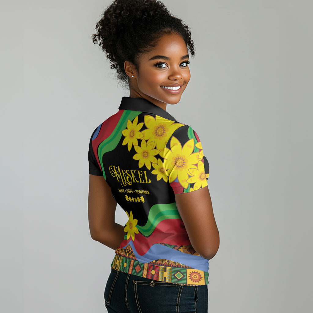 Eritrea Meskel Women Polo Shirt Eritrean Tribal Meskel Daisy Flag Inspired