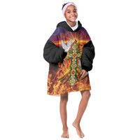 Eritrea Meskel Kid Wearable Blanket Hoodie Demera Cross Flames of Faith