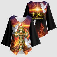 Eritrea Meskel Kimono Sleeve Blouse Demera Cross Flames of Faith