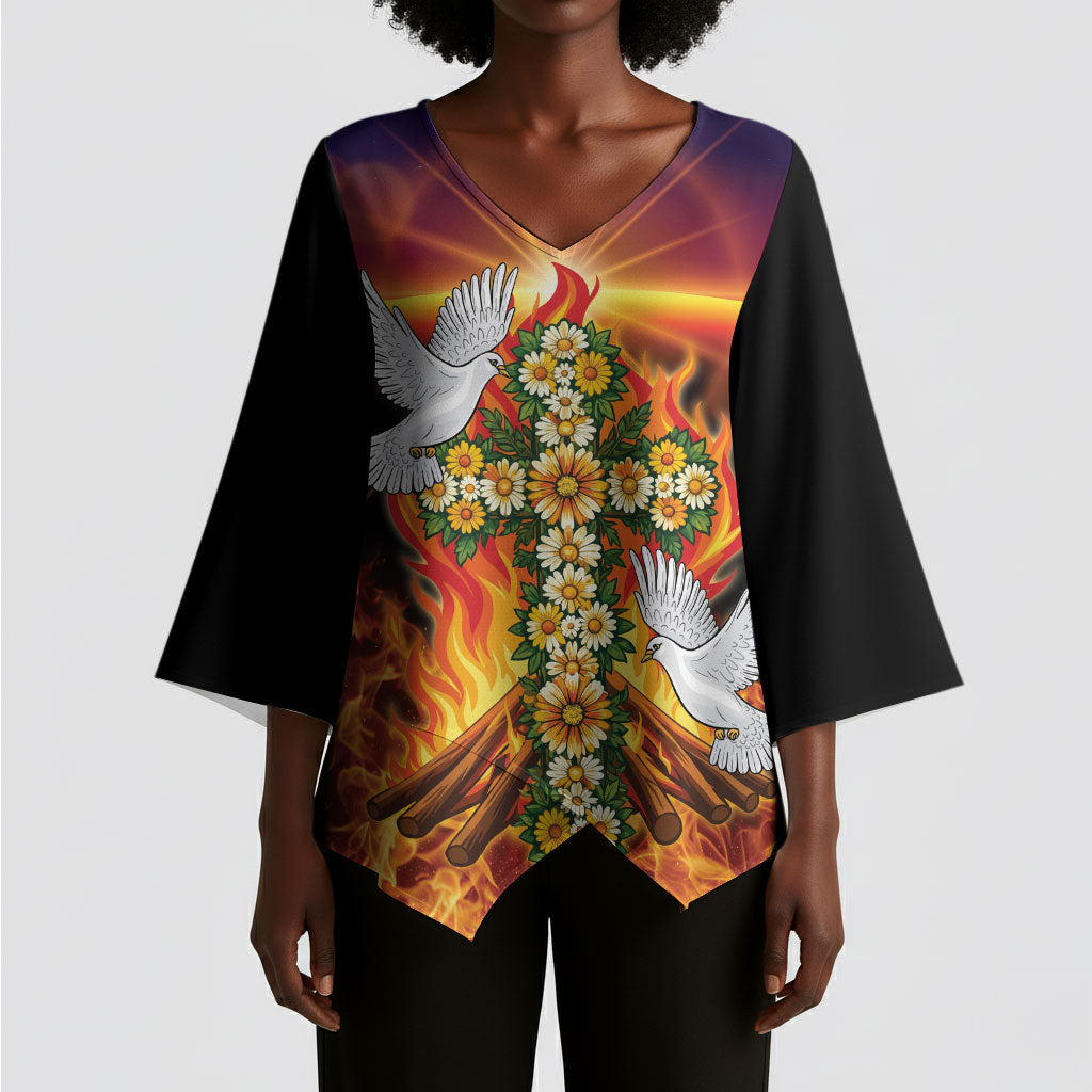 Eritrea Meskel Kimono Sleeve Blouse Demera Cross Flames of Faith