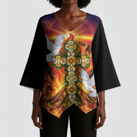 Eritrea Meskel Kimono Sleeve Blouse Demera Cross Flames of Faith