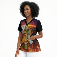 Eritrea Meskel Scrub Top Demera Cross Flames of Faith