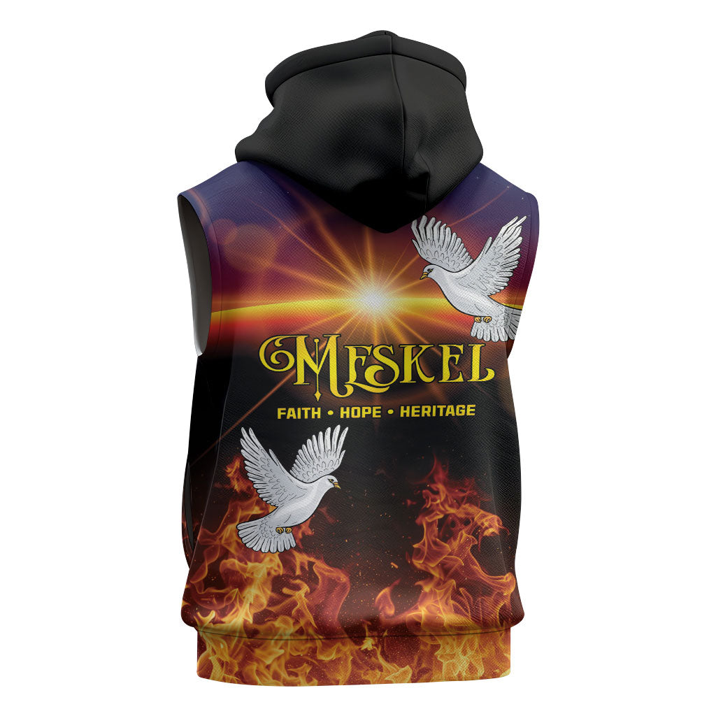 Eritrea Meskel Sleeveless Hoodie Demera Cross Flames of Faith