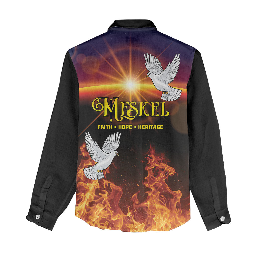 Eritrea Meskel Women Casual Shirt Demera Cross Flames of Faith