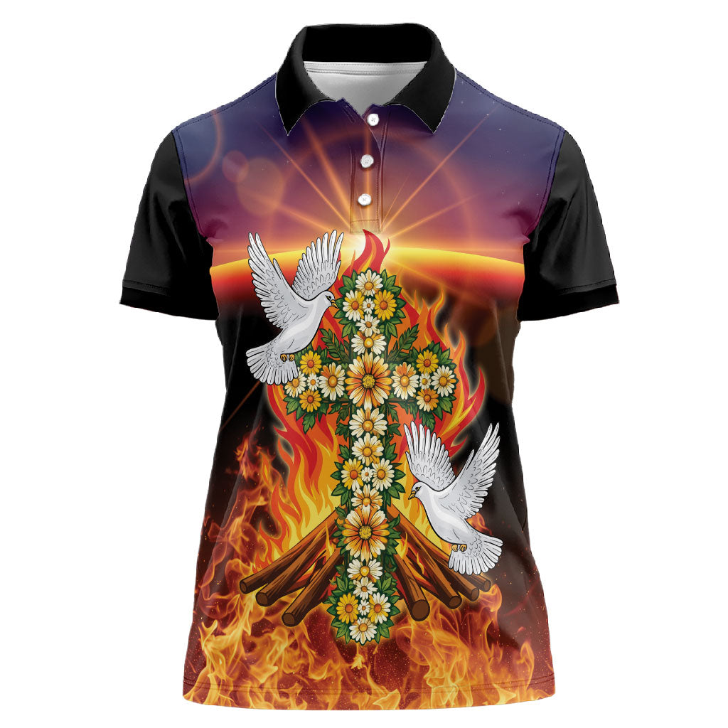 Eritrea Meskel Women Polo Shirt Demera Cross Flames of Faith
