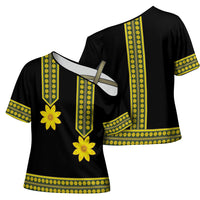 Ethiopian Enkutatash Cross Shoulder Shirt Black Adey Flower Tilet Habesha Inspired