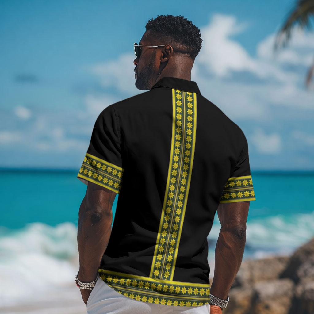 Ethiopian Enkutatash Hawaiian Shirt Black Adey Flower Tilet Habesha Inspired