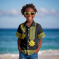 Ethiopian Enkutatash Kid Hawaiian Shirt Black Adey Flower Tilet Habesha Inspired