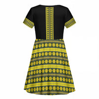 Ethiopian Enkutatash Kid Short Sleeve Dress Black Adey Flower Tilet Habesha Inspired
