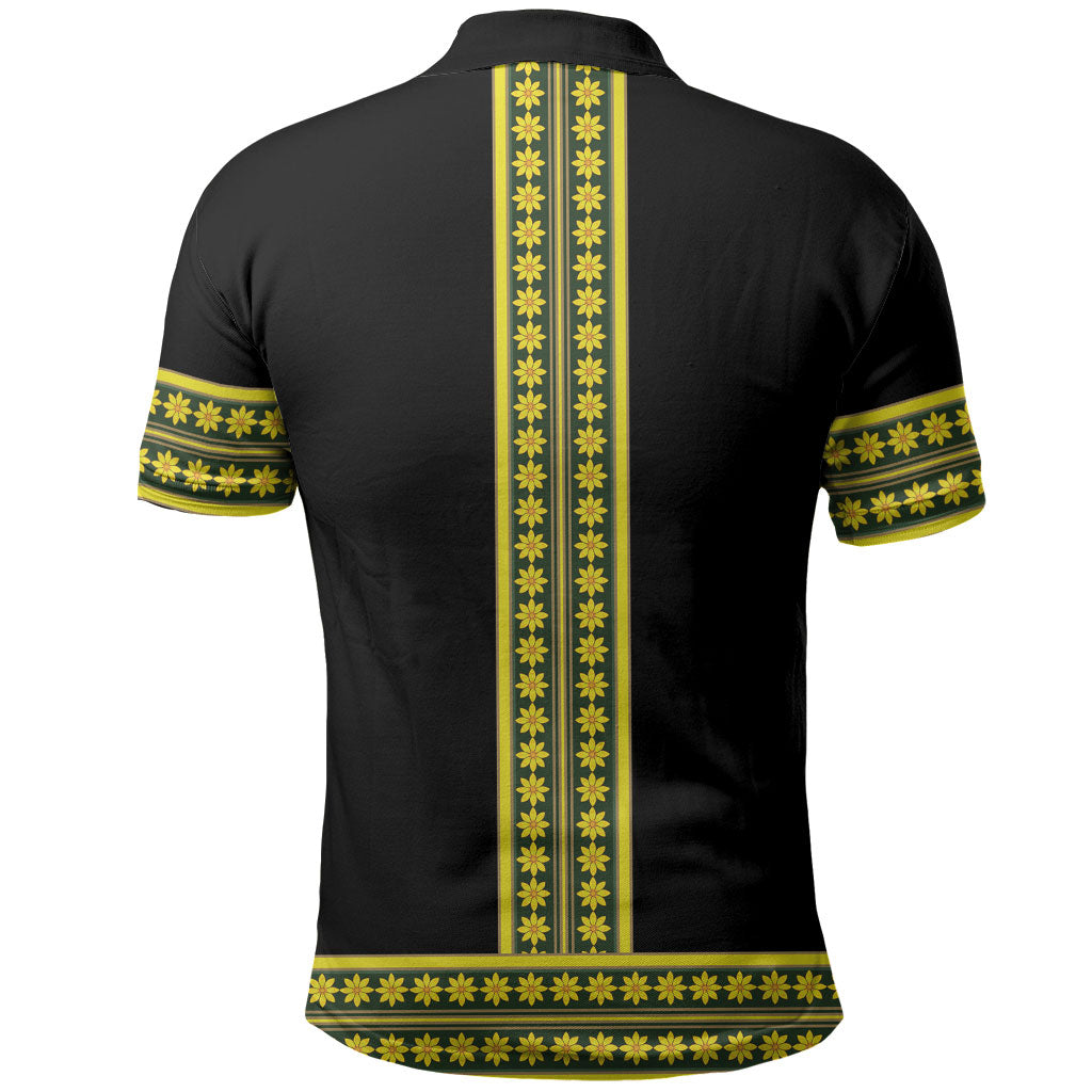 Ethiopian Enkutatash Polo Shirt Black Adey Flower Tilet Habesha Inspired