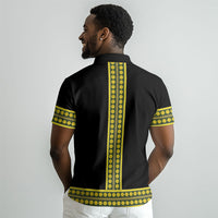Ethiopian Enkutatash Polo Shirt Black Adey Flower Tilet Habesha Inspired