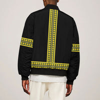 Ethiopian Enkutatash Sleeve Zip Bomber Jacket Black Adey Flower Tilet Habesha Inspired