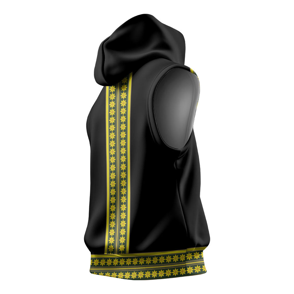 Ethiopian Enkutatash Sleeveless Hoodie Black Adey Flower Tilet Habesha Inspired