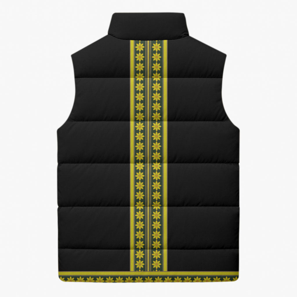 Ethiopian Enkutatash Sleeveless Puffer Jacket Black Adey Flower Tilet Habesha Inspired