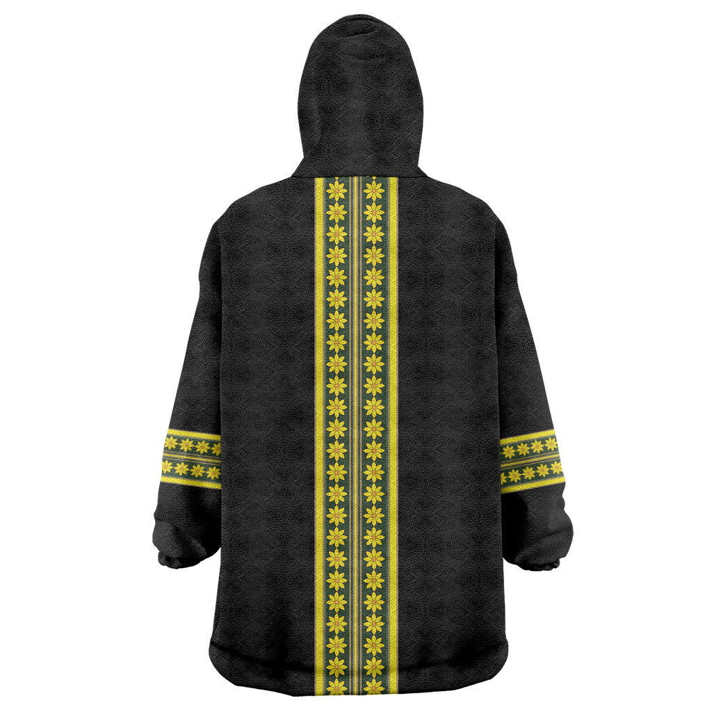 Ethiopian Enkutatash Wearable Blanket Hoodie Black Adey Flower Tilet Habesha Inspired