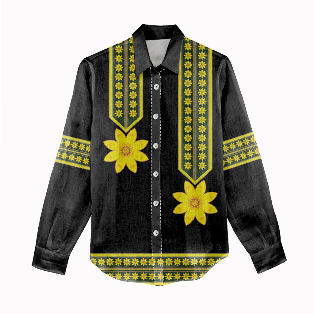 Ethiopian Enkutatash Women Casual Shirt Black Adey Flower Tilet Habesha Inspired