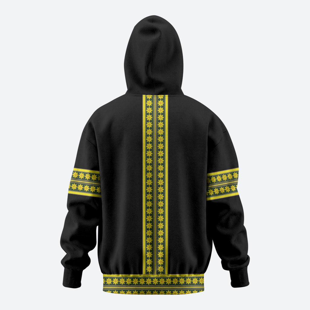 Ethiopian Enkutatash Zip Hoodie Black Adey Flower Tilet Habesha Inspired