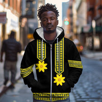 Ethiopian Enkutatash Zip Hoodie Black Adey Flower Tilet Habesha Inspired