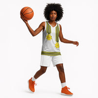 Ethiopian Enkutatash Basketball Jersey White Adey Flower Tilet Habesha Inspired