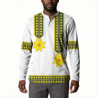 Ethiopian Enkutatash Button Sweatshirt White Adey Flower Tilet Habesha Inspired