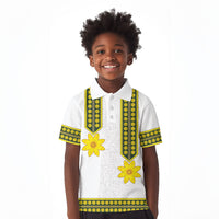 Ethiopian Enkutatash Kid Polo Shirt White Adey Flower Tilet Habesha Inspired