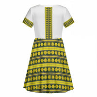 Ethiopian Enkutatash Kid Short Sleeve Dress White Adey Flower Tilet Habesha Inspired