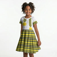 Ethiopian Enkutatash Kid Short Sleeve Dress White Adey Flower Tilet Habesha Inspired