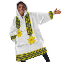 Ethiopian Enkutatash Kid Wearable Blanket Hoodie White Adey Flower Tilet Habesha Inspired