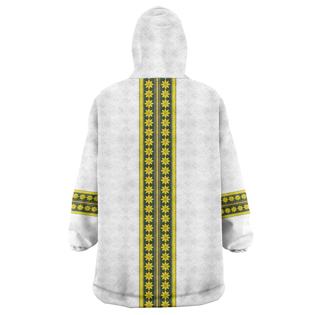 Ethiopian Enkutatash Kid Wearable Blanket Hoodie White Adey Flower Tilet Habesha Inspired