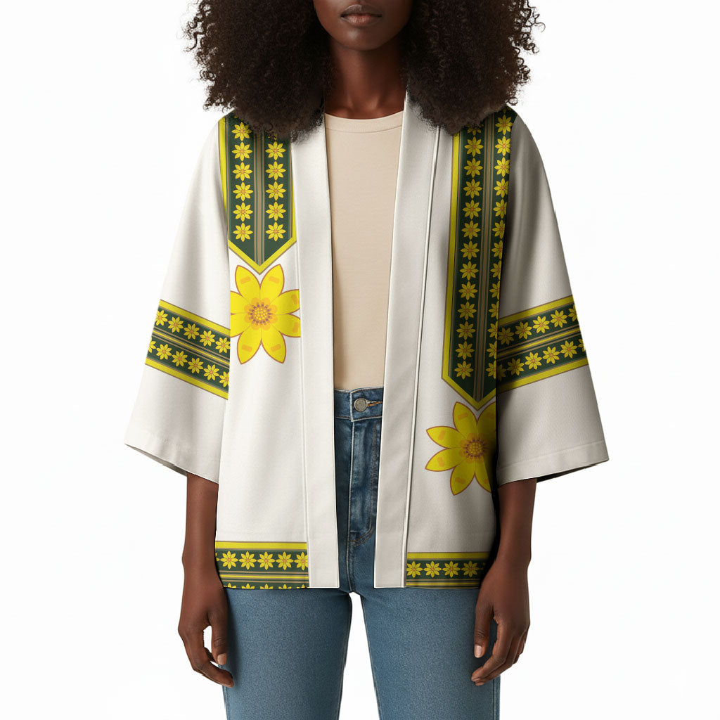 Ethiopian Enkutatash Kimono White Adey Flower Tilet Habesha Inspired