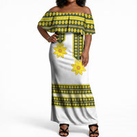 Ethiopian Enkutatash Off Shoulder Maxi Dress White Adey Flower Tilet Habesha Inspired