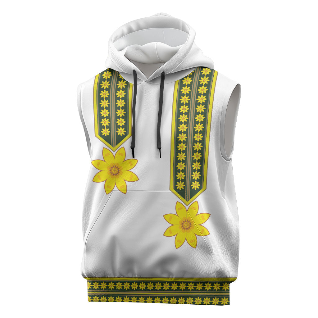 Ethiopian Enkutatash Sleeveless Hoodie White Adey Flower Tilet Habesha Inspired