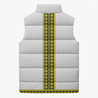 Ethiopian Enkutatash Sleeveless Puffer Jacket White Adey Flower Tilet Habesha Inspired
