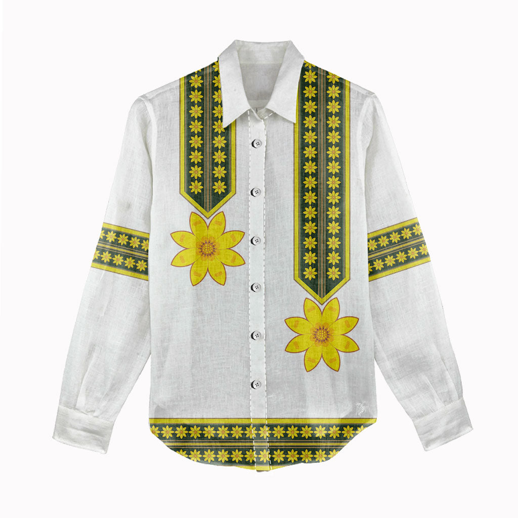 Ethiopian Enkutatash Women Casual Shirt White Adey Flower Tilet Habesha Inspired