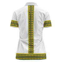 Ethiopian Enkutatash Women Polo Shirt White Adey Flower Tilet Habesha Inspired