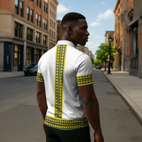 Ethiopian Enkutatash Zipper Polo Shirt White Adey Flower Tilet Habesha Inspired