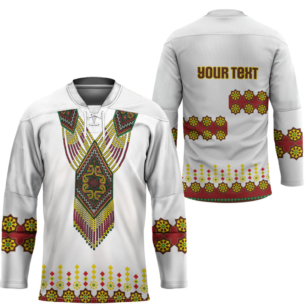 Ethiopian Enkutatash Personalized Hockey Jersey Traditional Habesha Glass D'va Necklace Inspired