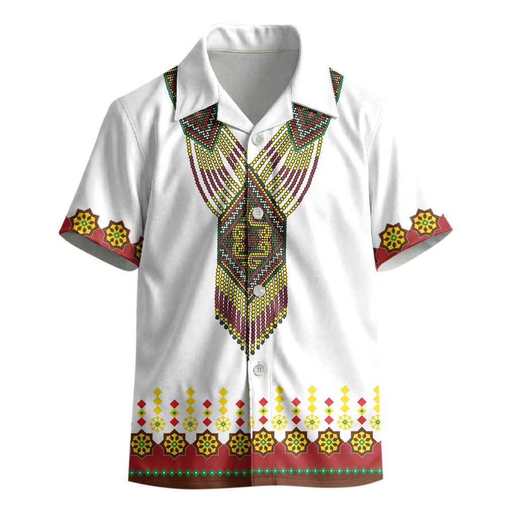 Ethiopian Enkutatash Personalized Kid Hawaiian Shirt Traditional Habesha Glass D'va Necklace Inspired