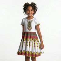 Ethiopian Enkutatash Personalized Kid Short Sleeve Dress Traditional Habesha Glass D'va Necklace Inspired