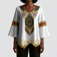 Ethiopian Enkutatash Personalized Kimono Sleeve Blouse Traditional Habesha Glass D'va Necklace Inspired