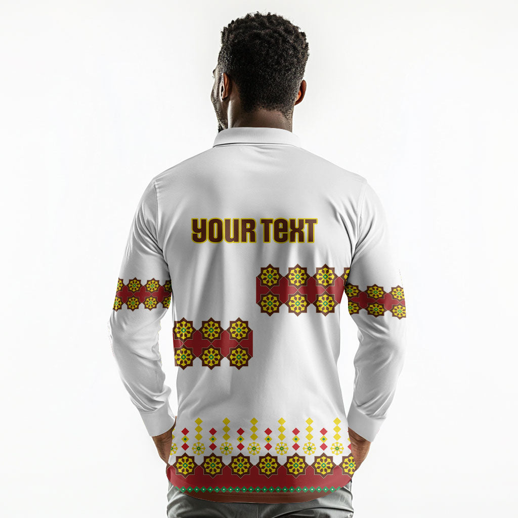 Ethiopian Enkutatash Personalized Long Sleeve Polo Shirt Traditional Habesha Glass D'va Necklace Inspired