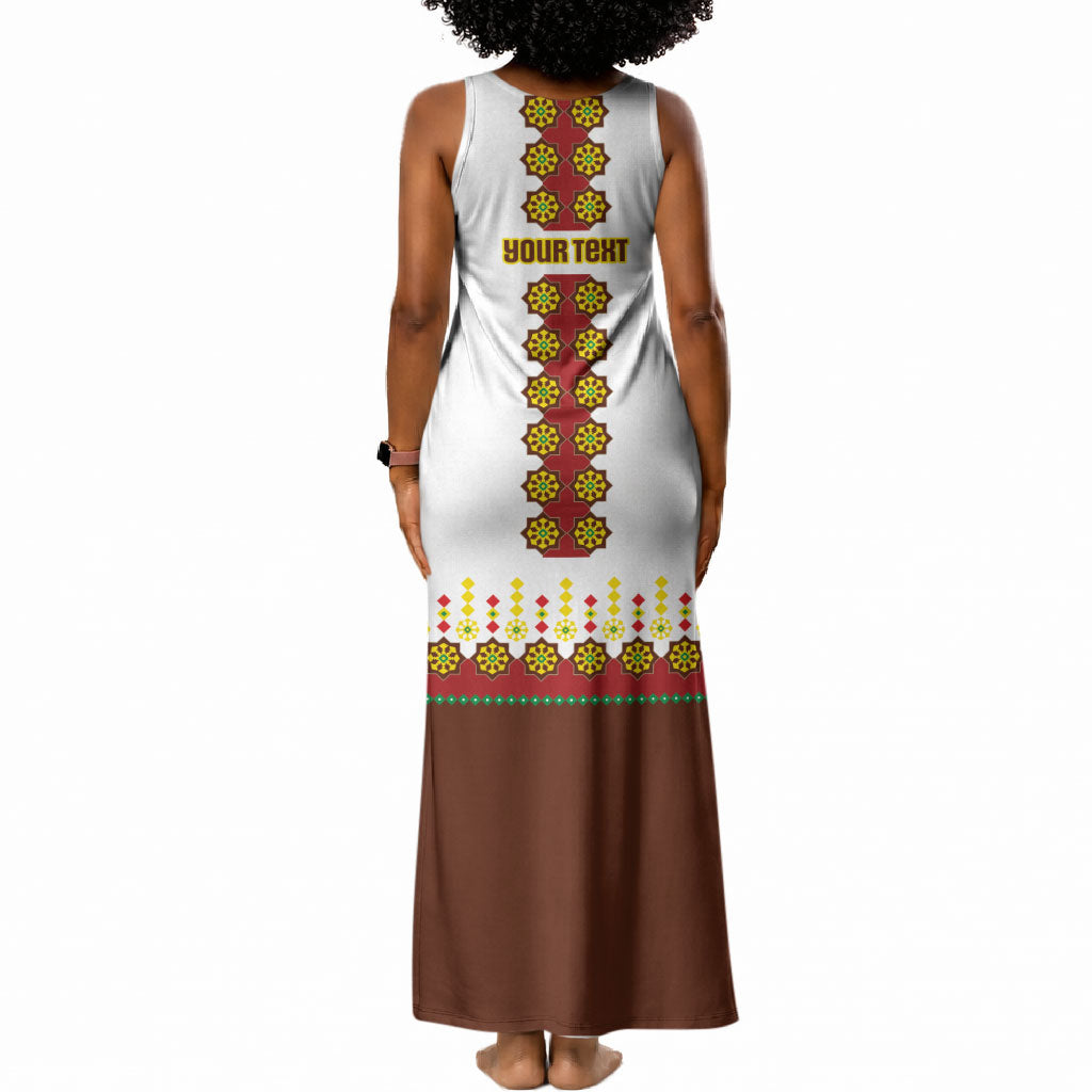 Ethiopian Enkutatash Personalized Tank Maxi Dress Traditional Habesha Glass D'va Necklace Inspired