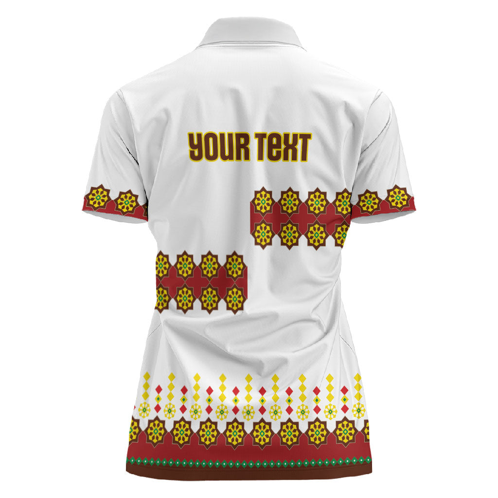 Ethiopian Enkutatash Personalized Women Polo Shirt Traditional Habesha Glass D'va Necklace Inspired