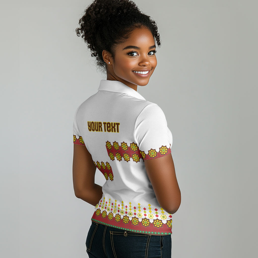 Ethiopian Enkutatash Personalized Women Polo Shirt Traditional Habesha Glass D'va Necklace Inspired