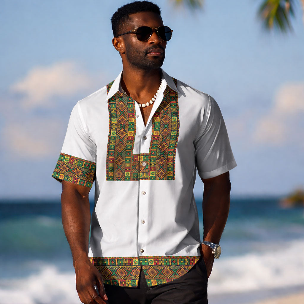 Ethiopian Enkutatash Personalized Hawaiian Shirt Traditional Habesha Pattern