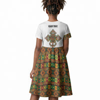 Ethiopian Enkutatash Personalized Kid Short Sleeve Dress Traditional Habesha Pattern