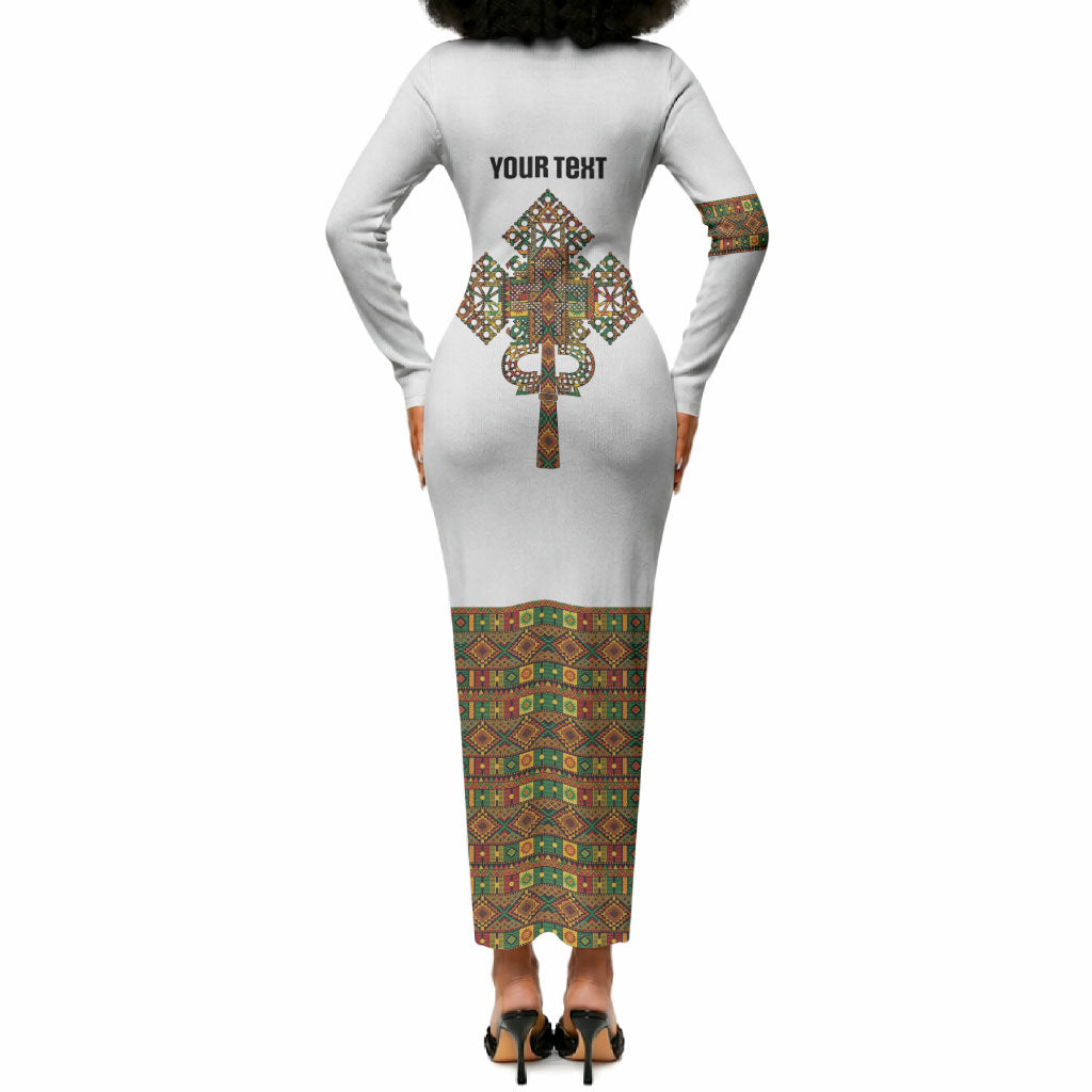 Ethiopian Enkutatash Personalized Long Sleeve Bodycon Dress Traditional Habesha Pattern