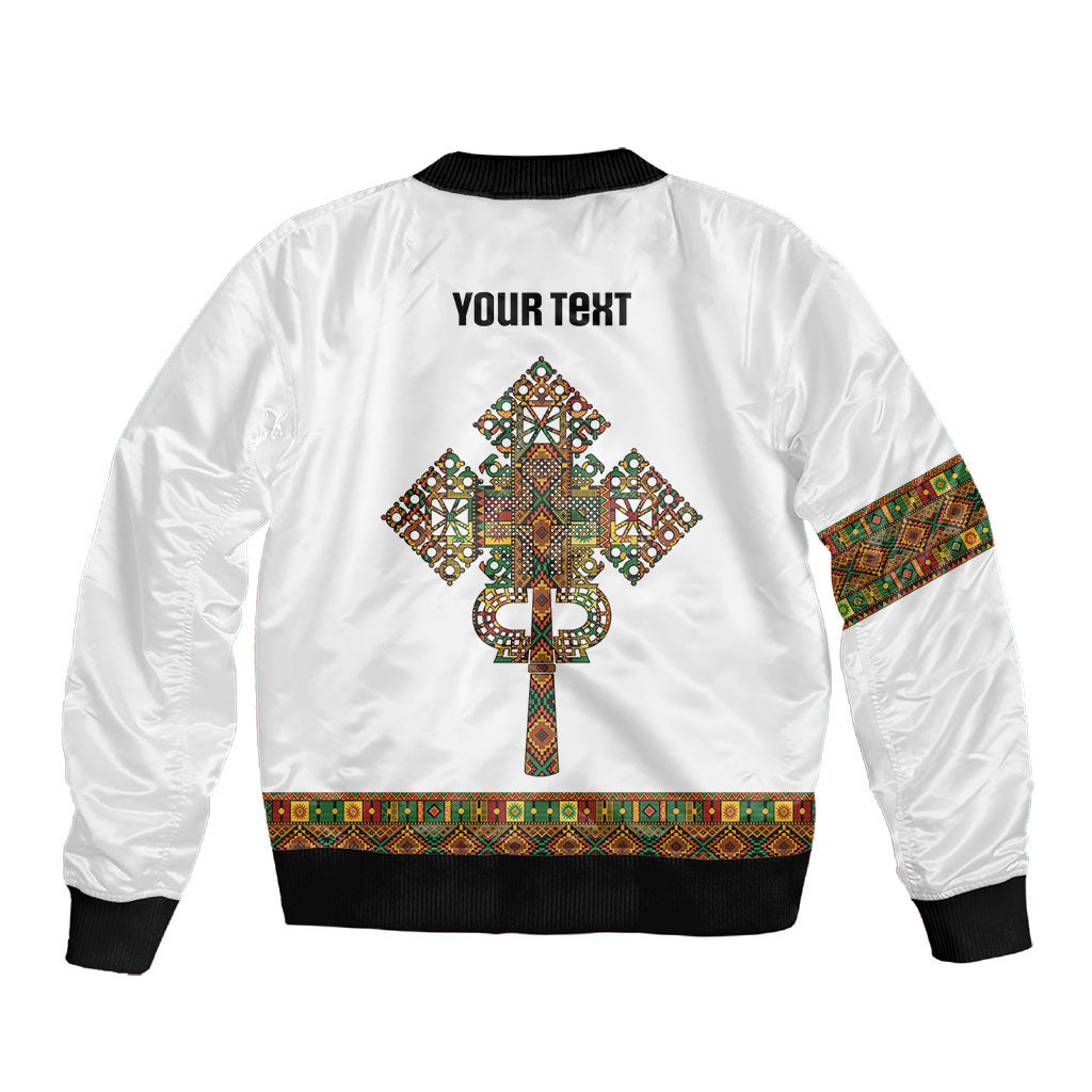 Ethiopian Enkutatash Personalized Sleeve Zip Bomber Jacket Traditional Habesha Pattern