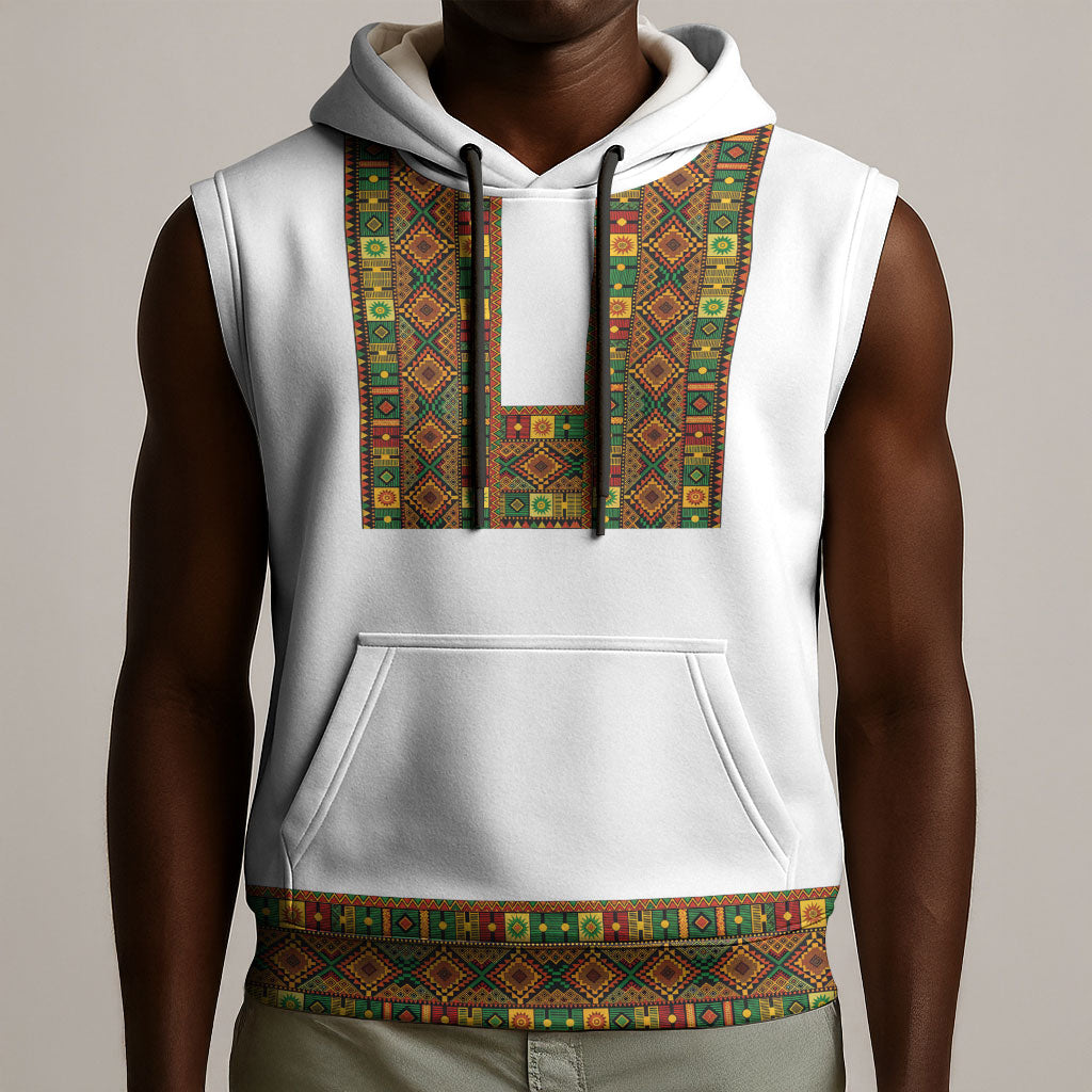 Ethiopian Enkutatash Personalized Sleeveless Hoodie Traditional Habesha Pattern